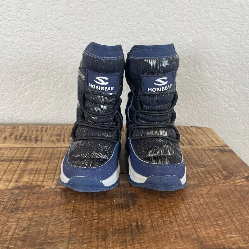 Toddler Snow Boots 7  Hobibear Winter Waterproof Blue Black Winter Outdoor